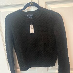 GAP Black Textured Knit Sweater